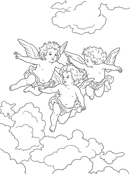 Angel coloring page, free printable line art