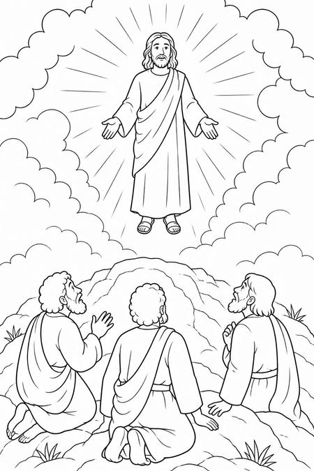 The Transfiguration coloring page, free printable line art