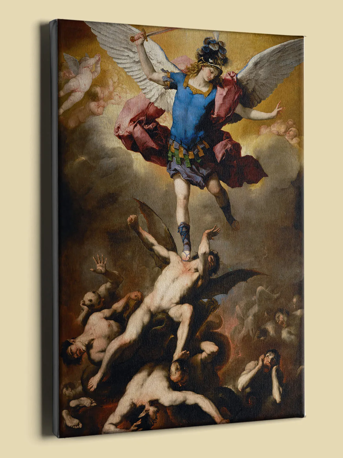 The Fall of the Rebel Angels by Luca Giordano Canvas (perspective view)