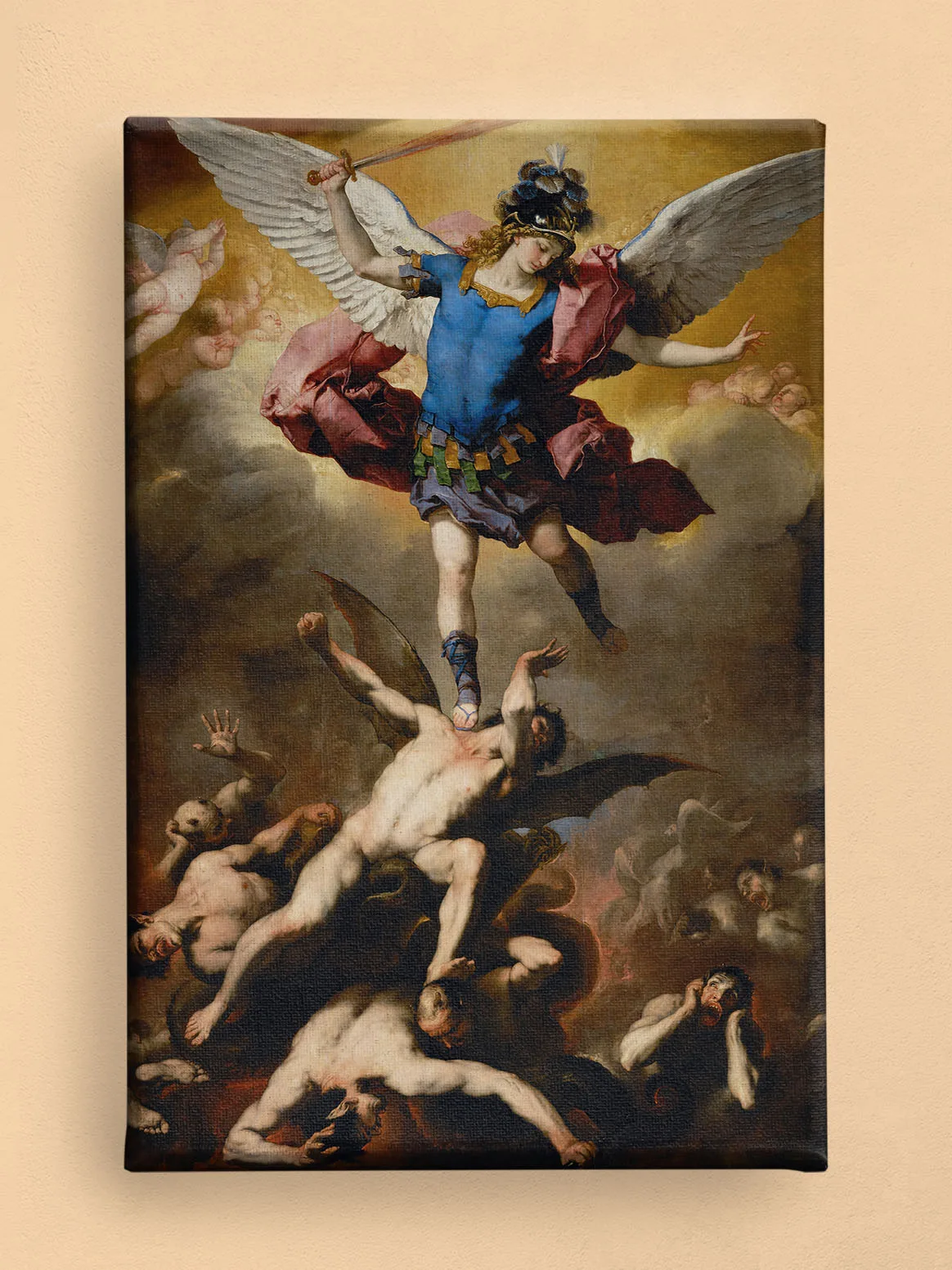 The Fall of the Rebel Angels by Luca Giordano Canvas (front view)