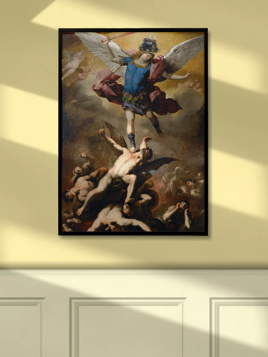 The Fall of the Rebel Angels by Luca Giordano Canvas (hung on the wall)