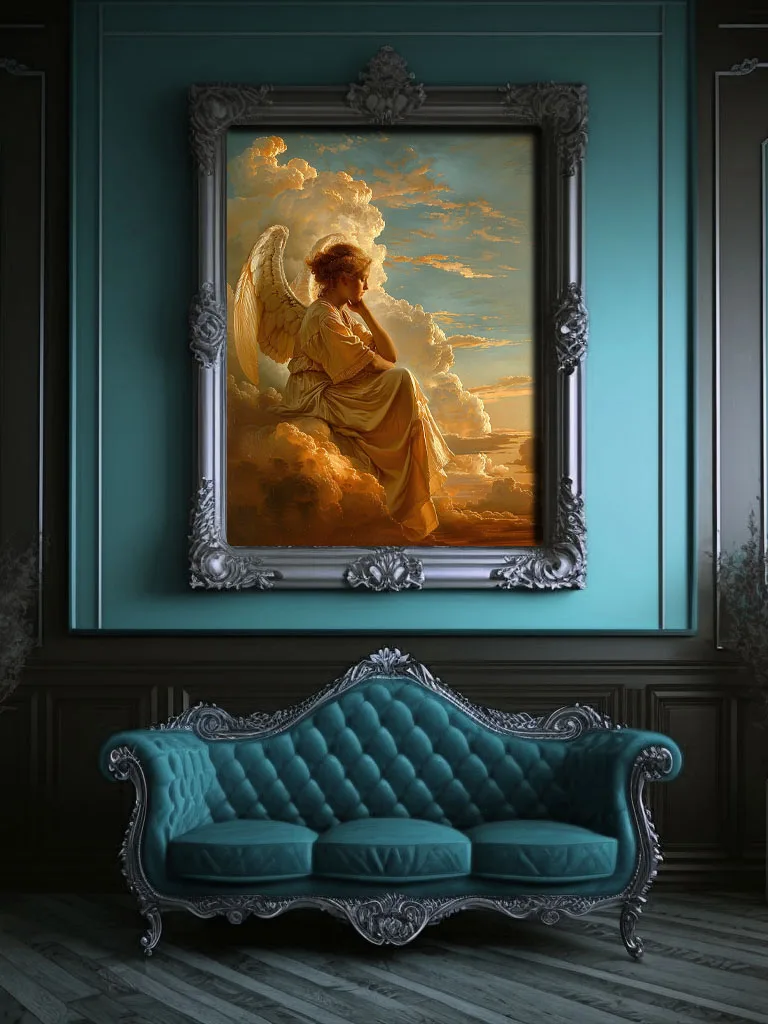 The Divine Angel French Academic style Canvas (hung on a victorian wall)