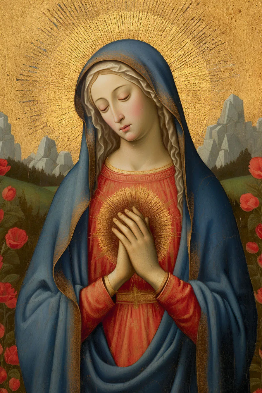 Sacred Virgin Mary Painting Medieval style