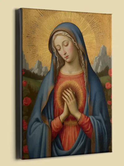 Sacred Virgin Mary Painting Medieval style Canvas (perspective view) Sacred Virgin Mary Painting Medieval style Canvas (perspective view)