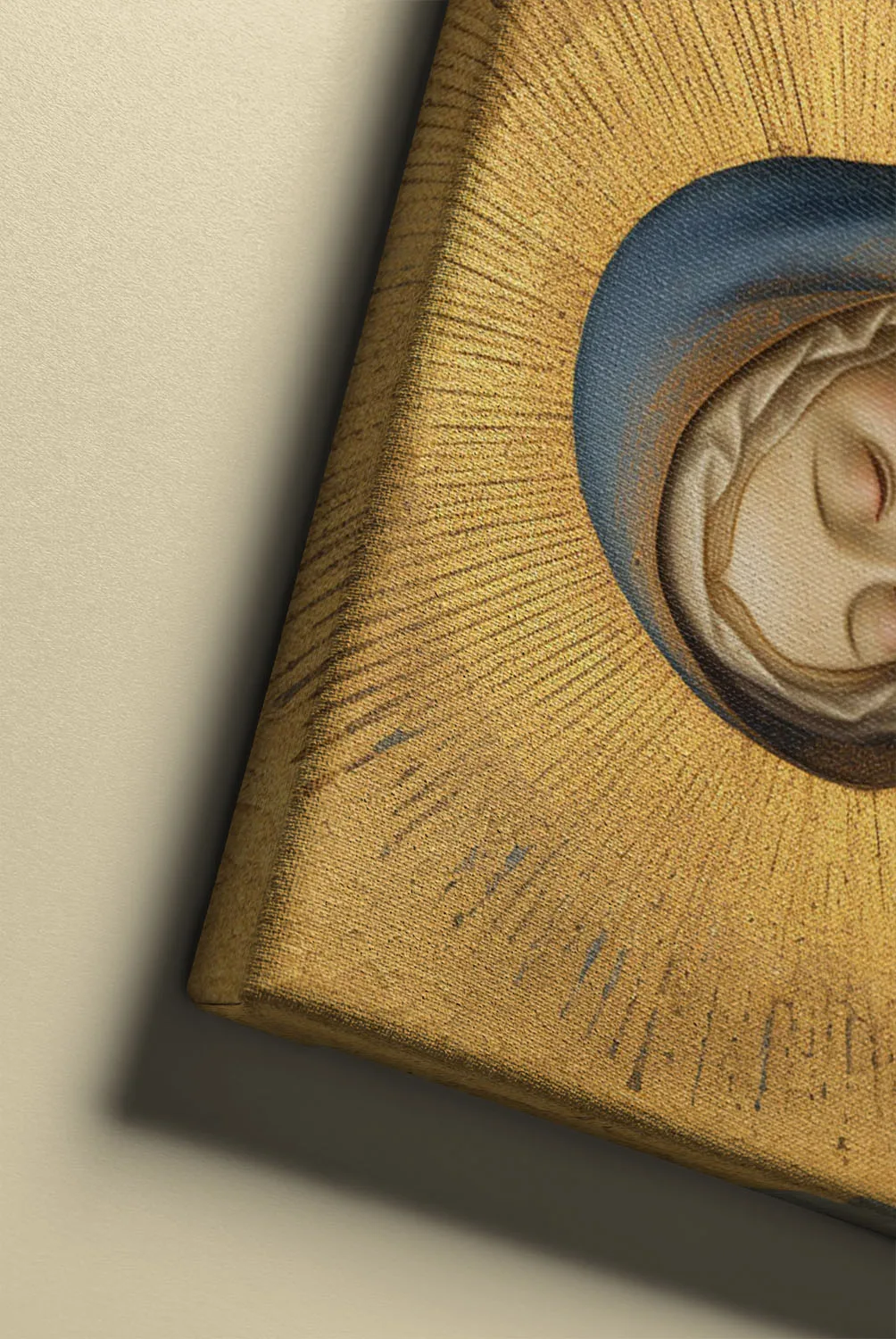 Sacred Virgin Mary Painting Medieval style Canvas (canvas details)