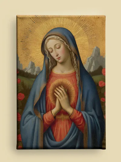 Sacred Virgin Mary Painting Medieval style Canvas (front view)