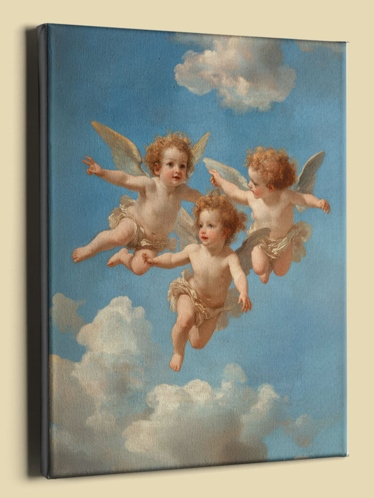 Enchanting Cherubs, French Academic Style canvas (perspective view)