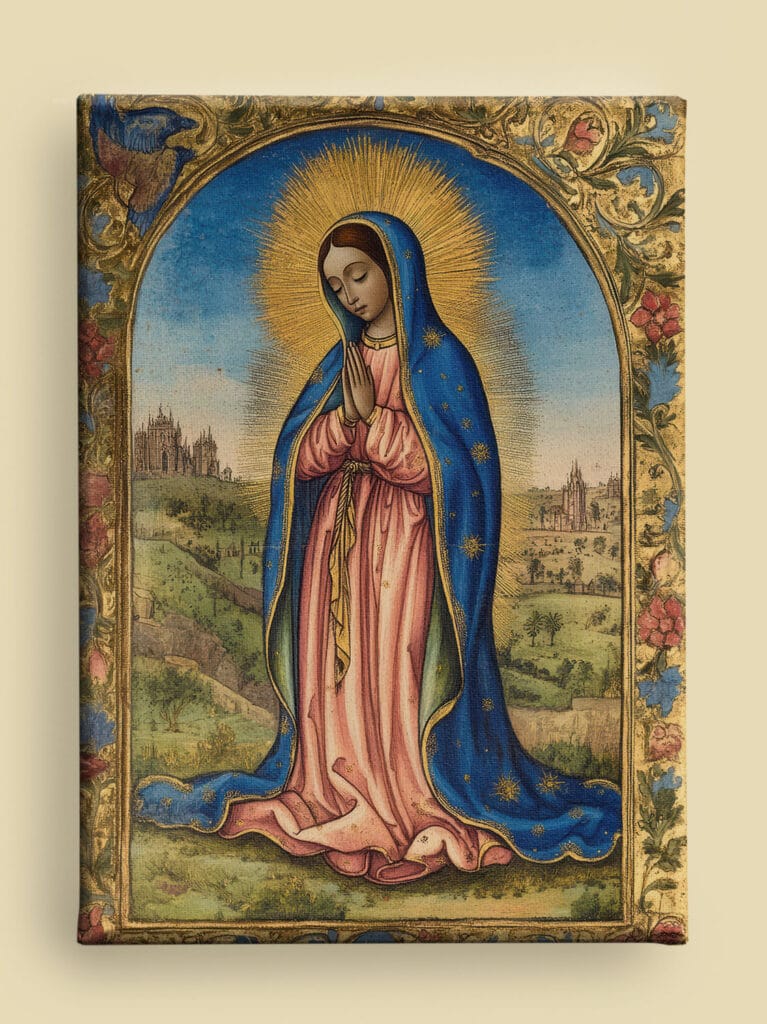 Virgen de Guadalupe Canvas Wall Art – Gilded Medieval Style