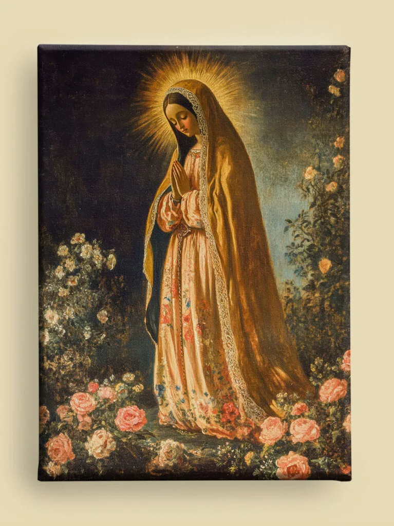 Our Lady of Guadalupe Canvas Wall Art – Mexican Folk Style