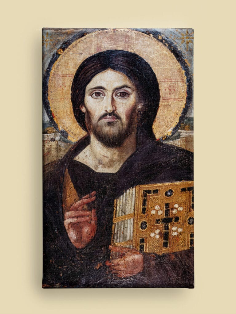 Christ Pantocrator Canvas (30×60 cm / 12×24″) – Byzantine Christian painting – Orthodox wall art