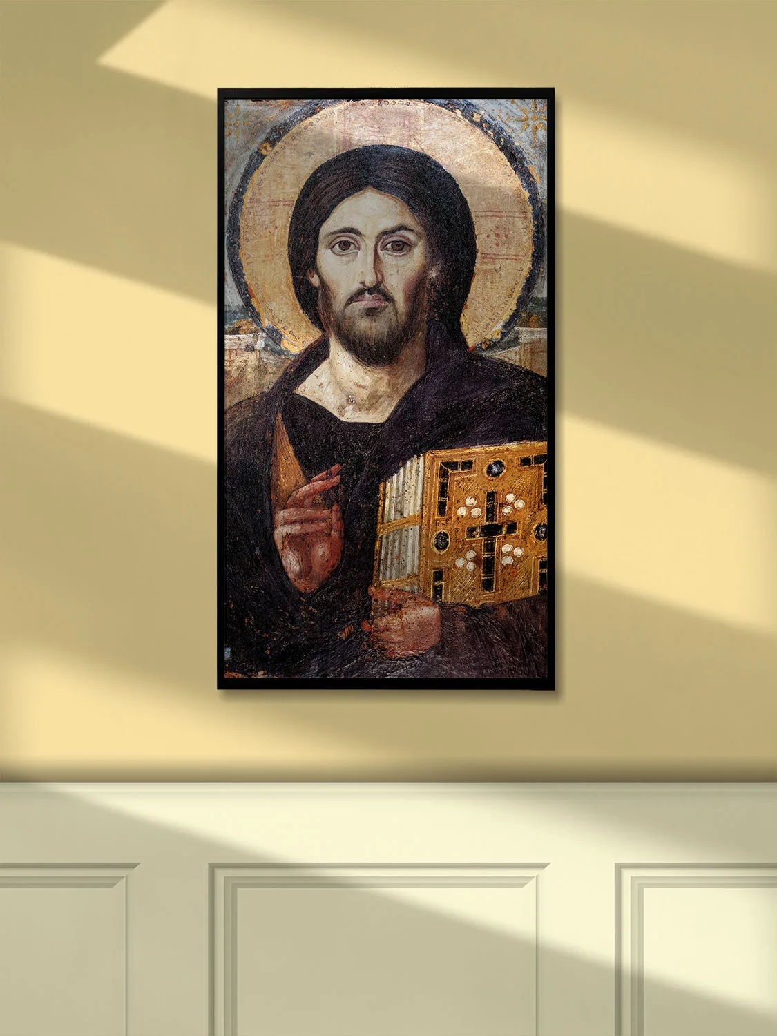 Christ Pantocrator Canvas (30×60 cm / 12×24″) – Byzantine Christian painting – Orthodox wall art