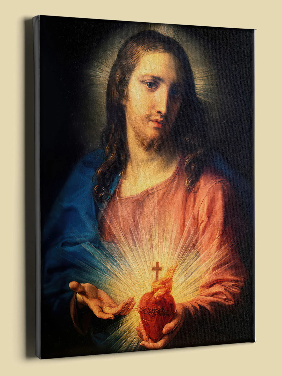 Sacred Heart of Jesus by Pompeo Batoni canvas reproduction (perspective view)