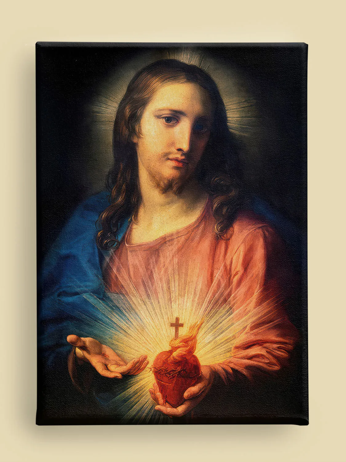 Sacred Heart of Jesus by Pompeo Batoni canvas reproduction (front view)