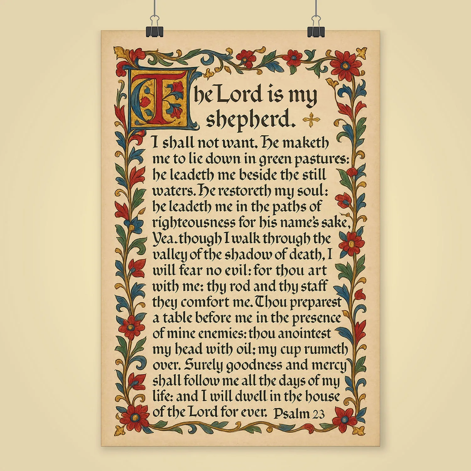 Psalm 23 medieval wall art