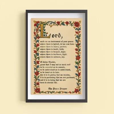 Peace Prayer of St Francis, Make Me an Instrument of Your Peace, medieval wall art