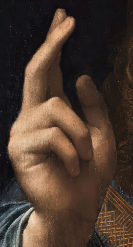 Close-up of the blessing hand
