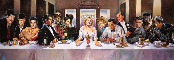 One of countless modern parodies of The Last Supper — the composition has become a universal cultural template.