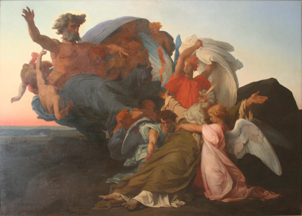 Alexandre Cabanel, The Death of Moses, the dying prophet borne up among clouds and angels above the Promised Land