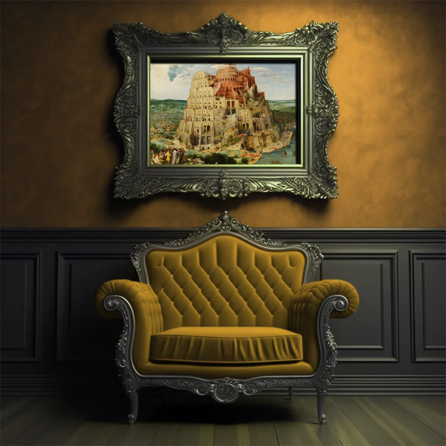 The Tower of Babel by Pieter Bruegel the Elder canvas reproduction (in victorian decor)