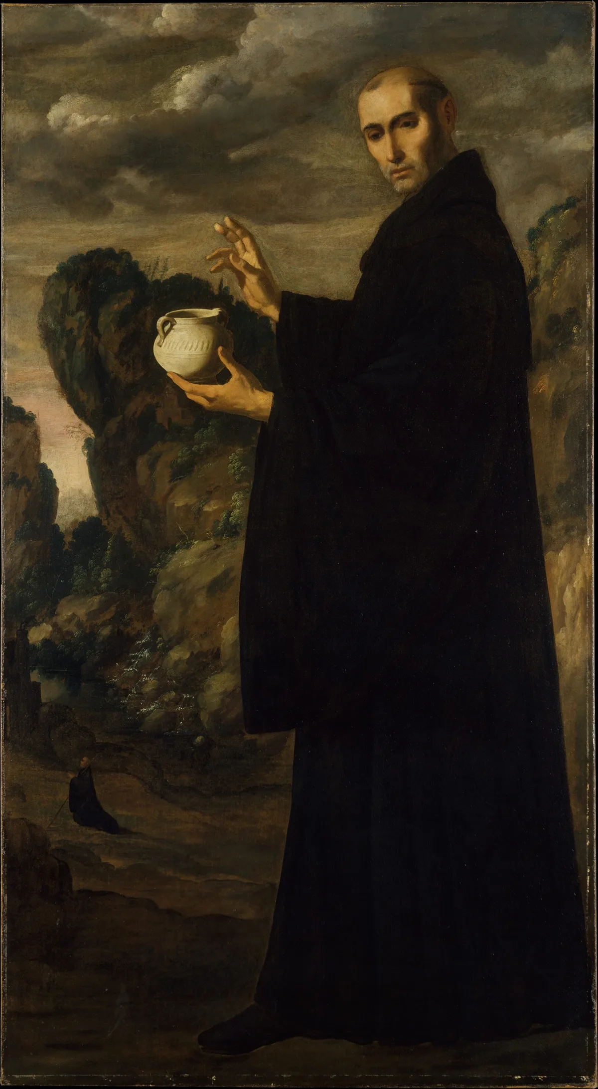 Francisco de Zurbaran's painting of Saint Benedict, the founder of Western monasticism in his black habit