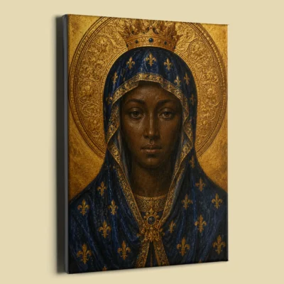 Black Madonna Crowned Virgin canvas (perspective view) Black Madonna Crowned Virgin canvas (perspective view)