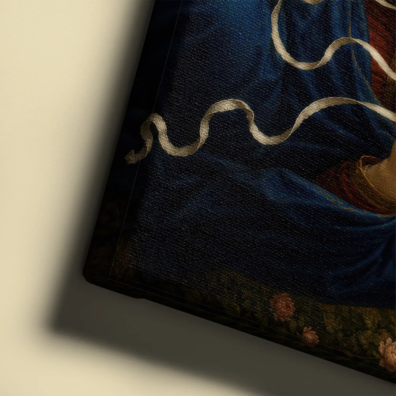 Mary Undoer of Knots Pre-Raphaelite canvas (details)