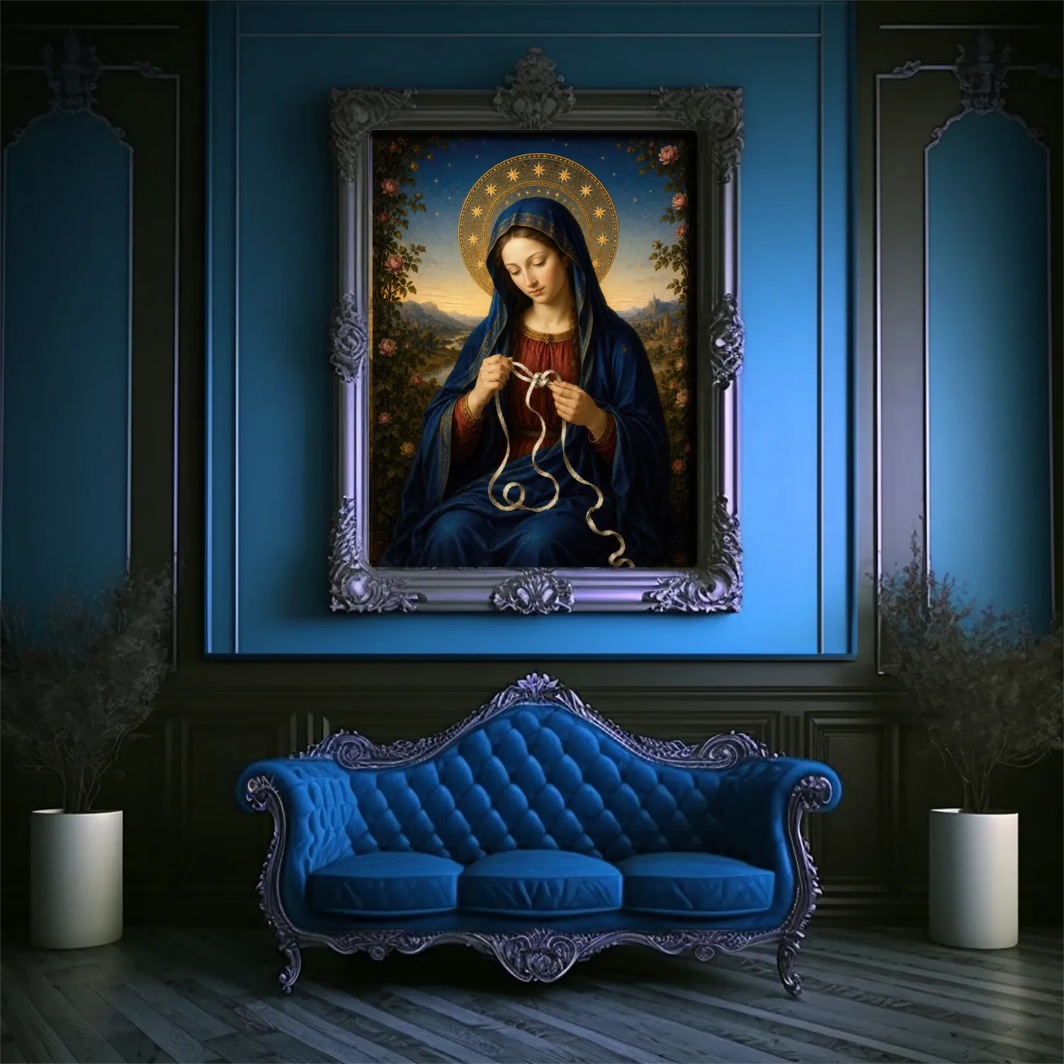 Mary Undoer of Knots Pre-Raphaelite canvas (in victorian decor)