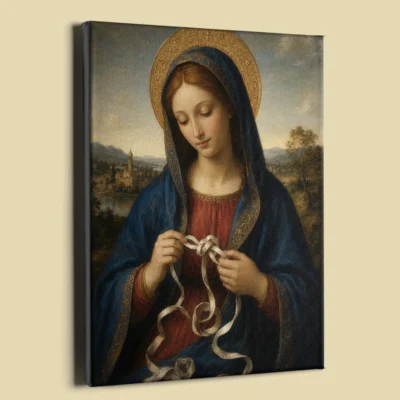 The Undoer of Knots Renaissance canvas (perspective view)