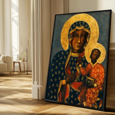 Our Lady of Czestochowa Black Madonna icon giclée fine art print (in a sunlit living room)