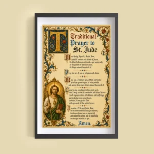 Traditional prayer to Saint Jude, illuminated prayer poster