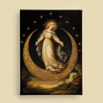 Immaculate Conception - Virgin Mary on the Crescent Moon canvas (front view)