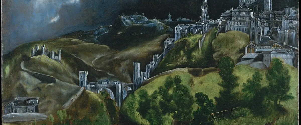 El Greco's stormy view of Toledo, the city on its hill above the Tagus