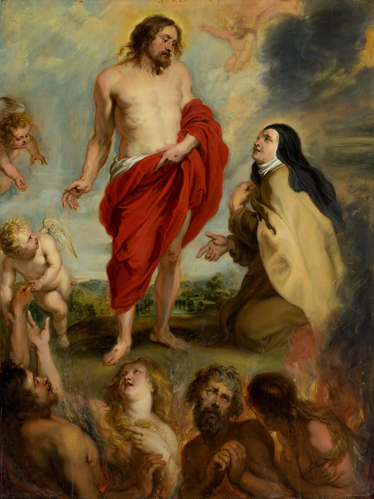 Rubens' painting of Saint Teresa of Avila kneeling before Christ and interceding for the souls in purgatory below