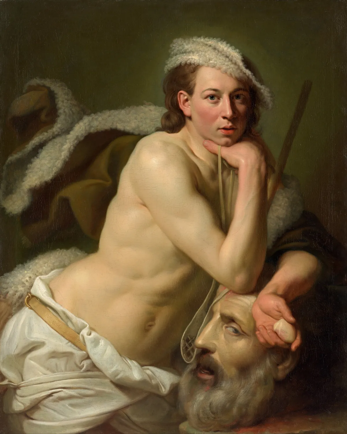 Johan Zoffany, Self-portrait as David, the painter as a pensive young David holding the giant's bearded head