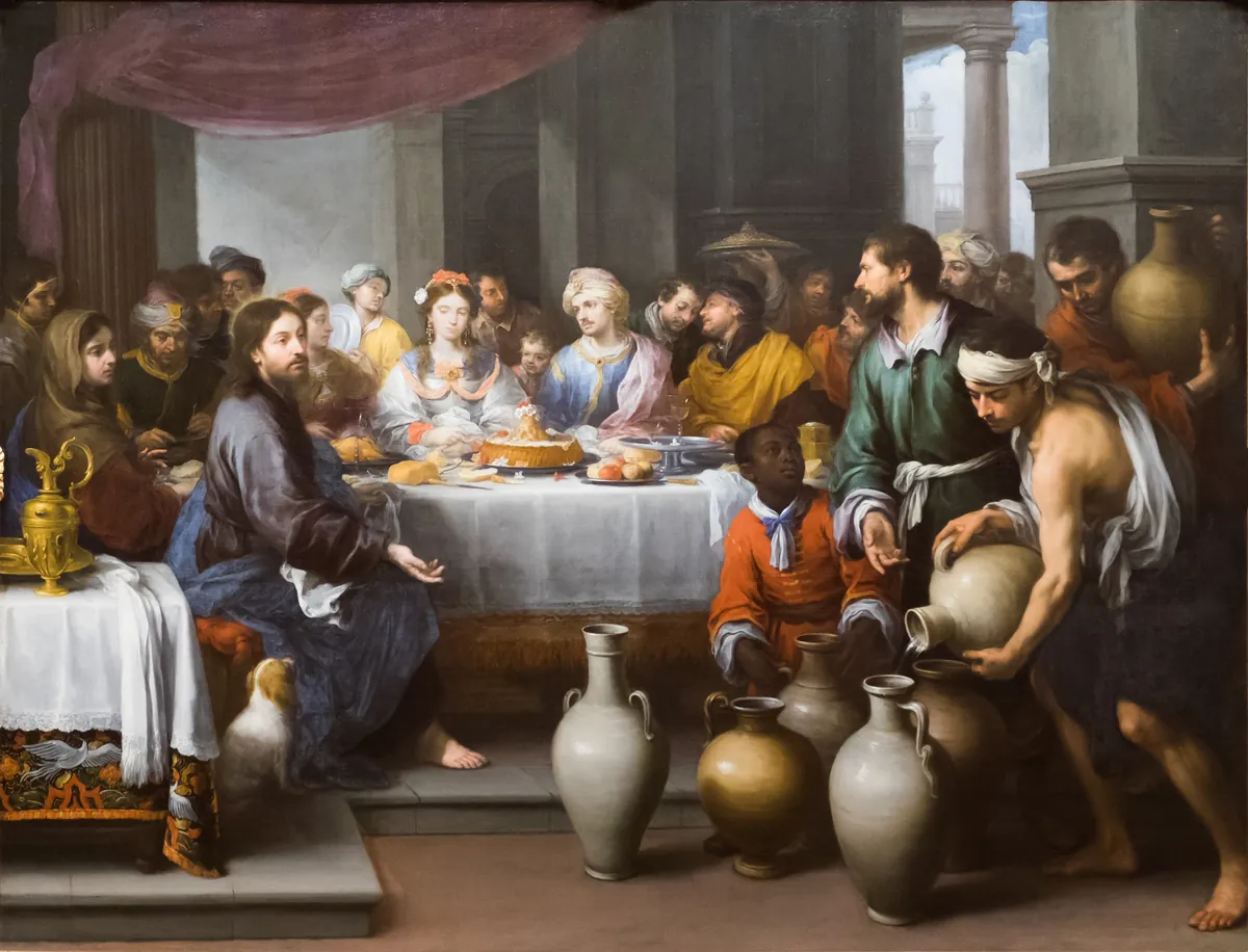 Bartolome Esteban Murillo, The Marriage Feast at Cana, Christ blessing as a servant fills the water jars