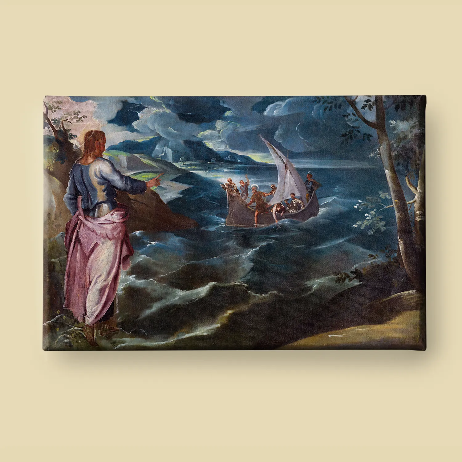 Christ at the Sea of Galilee by Tintoretto canvas reproduction (front view)