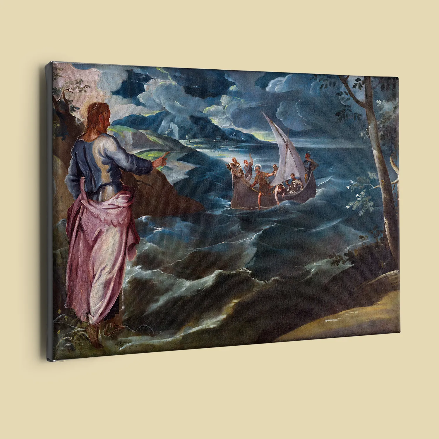 Christ at the Sea of Galilee by Tintoretto canvas reproduction (perspective view)