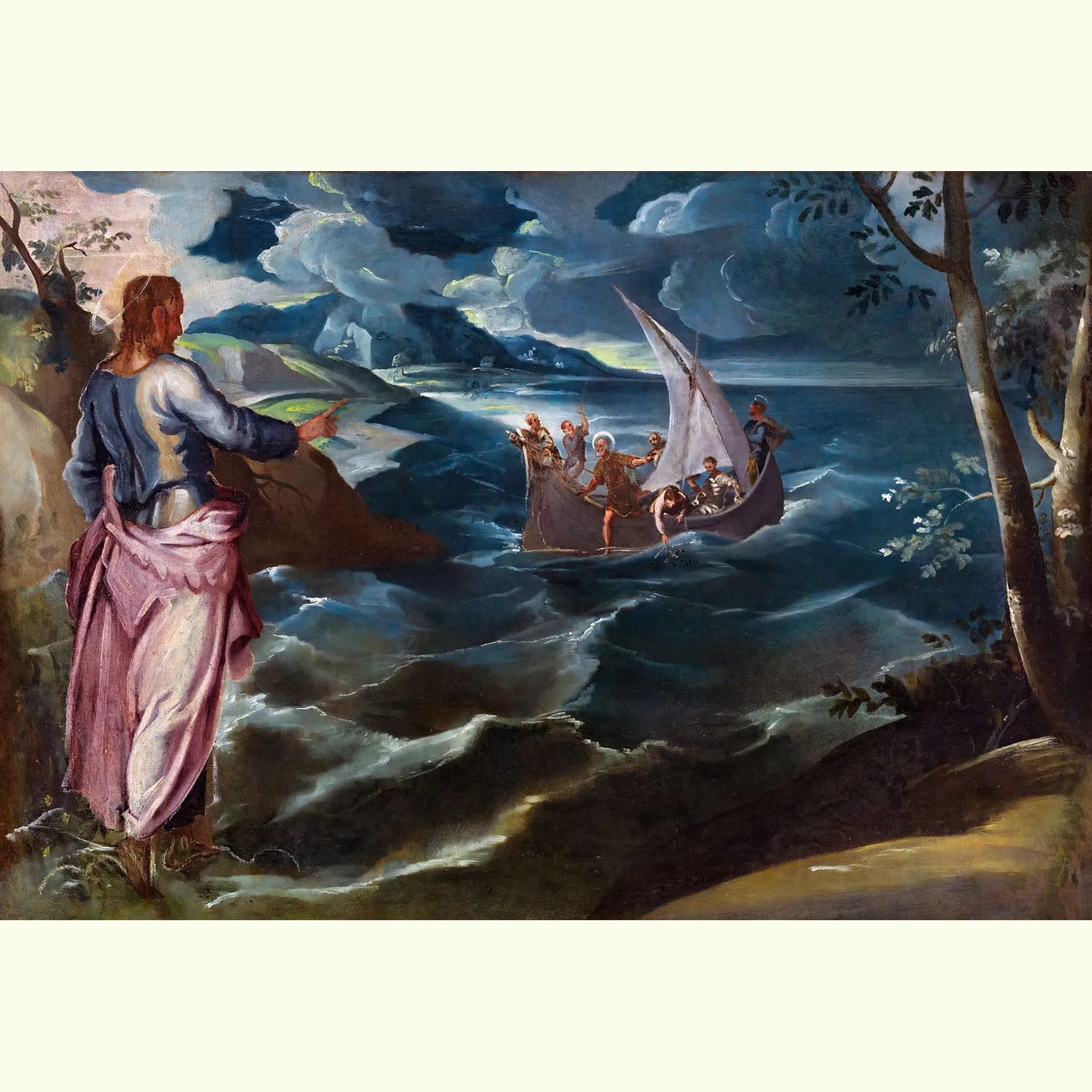 Christ at the Sea of Galilee by Tintoretto canvas reproduction (flat view)