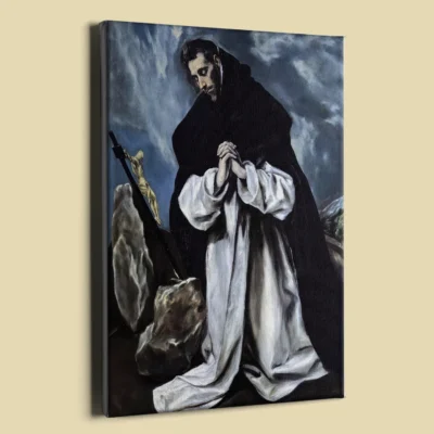 Saint Dominic in Prayer by El Greco canvas reproduction (perspective view) Saint Dominic in Prayer by El Greco canvas reproduction (perspective view)