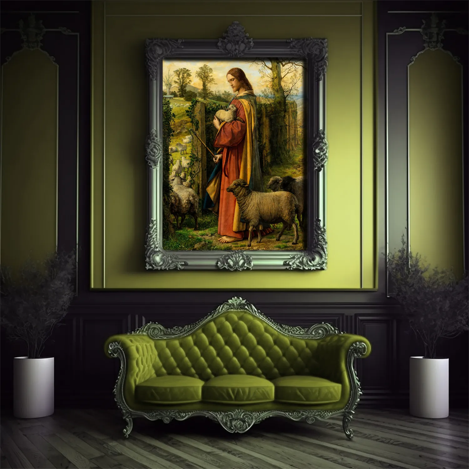 The Good Shepherd by William Dyce canvas (in a decorated interior)