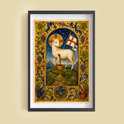 Agnus Dei giclée fine art print (framed on a wall)