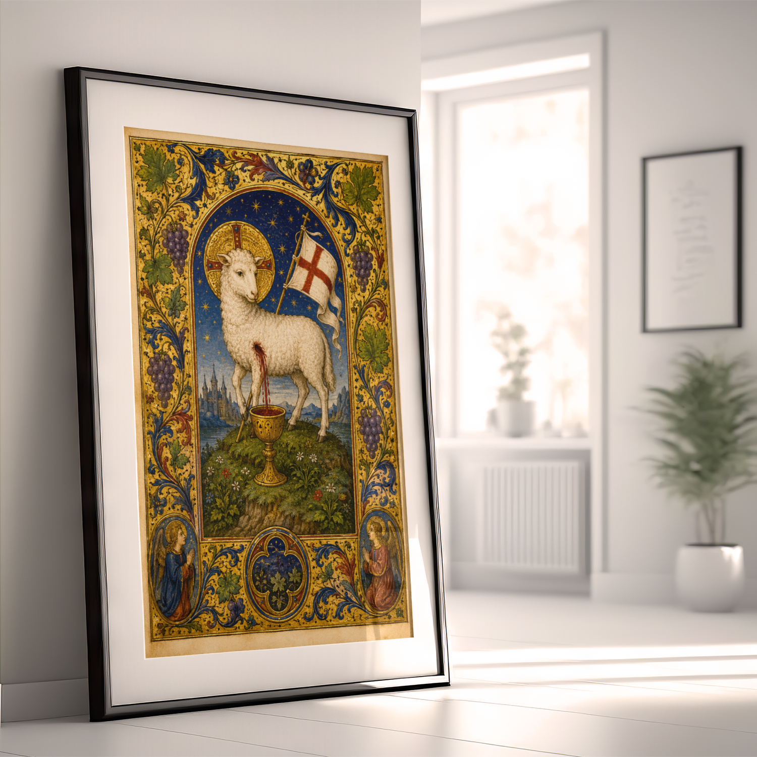 Agnus Dei giclée fine art print (framed in a bright modern room)