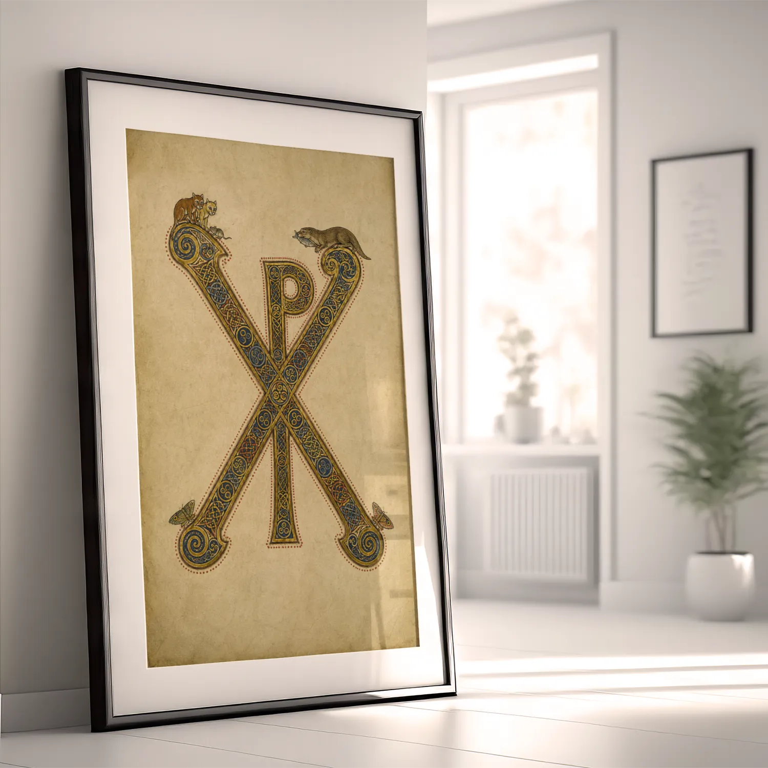 Chi Rho giclée fine art print (framed in a bright modern room)