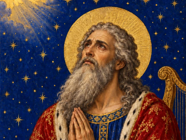 King David at prayer under a starry sky, the De Profundis, Psalm 130