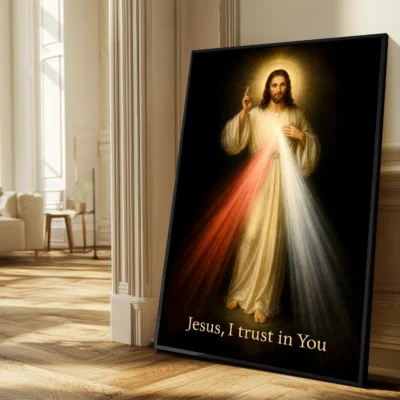 Divine Mercy giclée fine art print (in a sunlit living room)