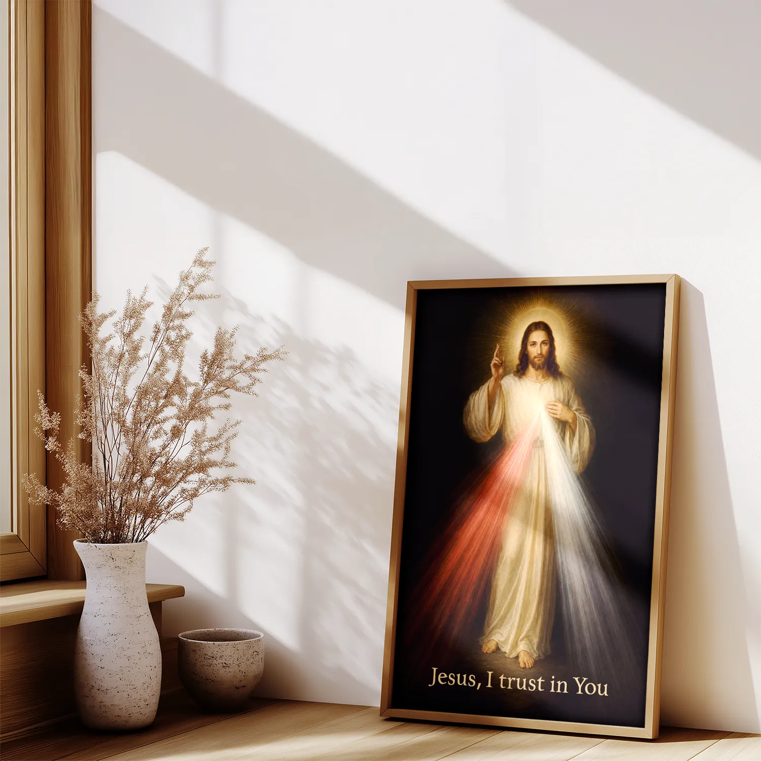 Divine Mercy giclée fine art print (in a wooden frame)