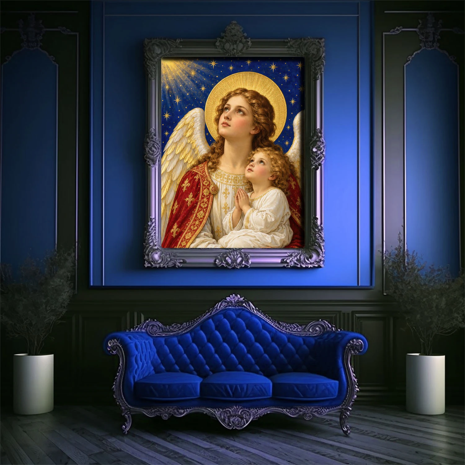 Guardian Angel canvas (in a Victorian interior)