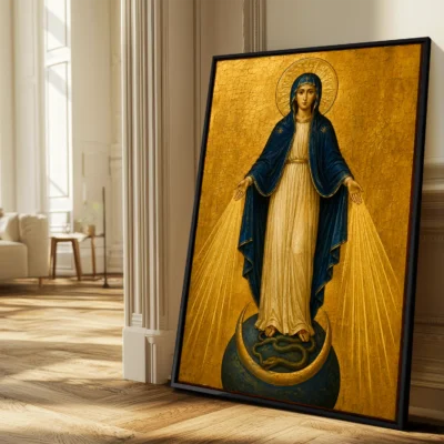 Miraculous Medal giclée fine art print (in a sunlit living room)