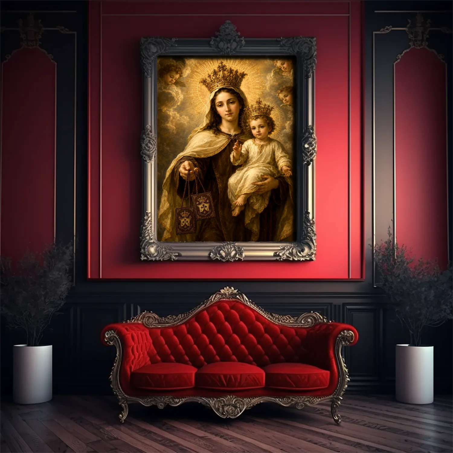 Our Lady of Mount Carmel canvas (in a Victorian interior)