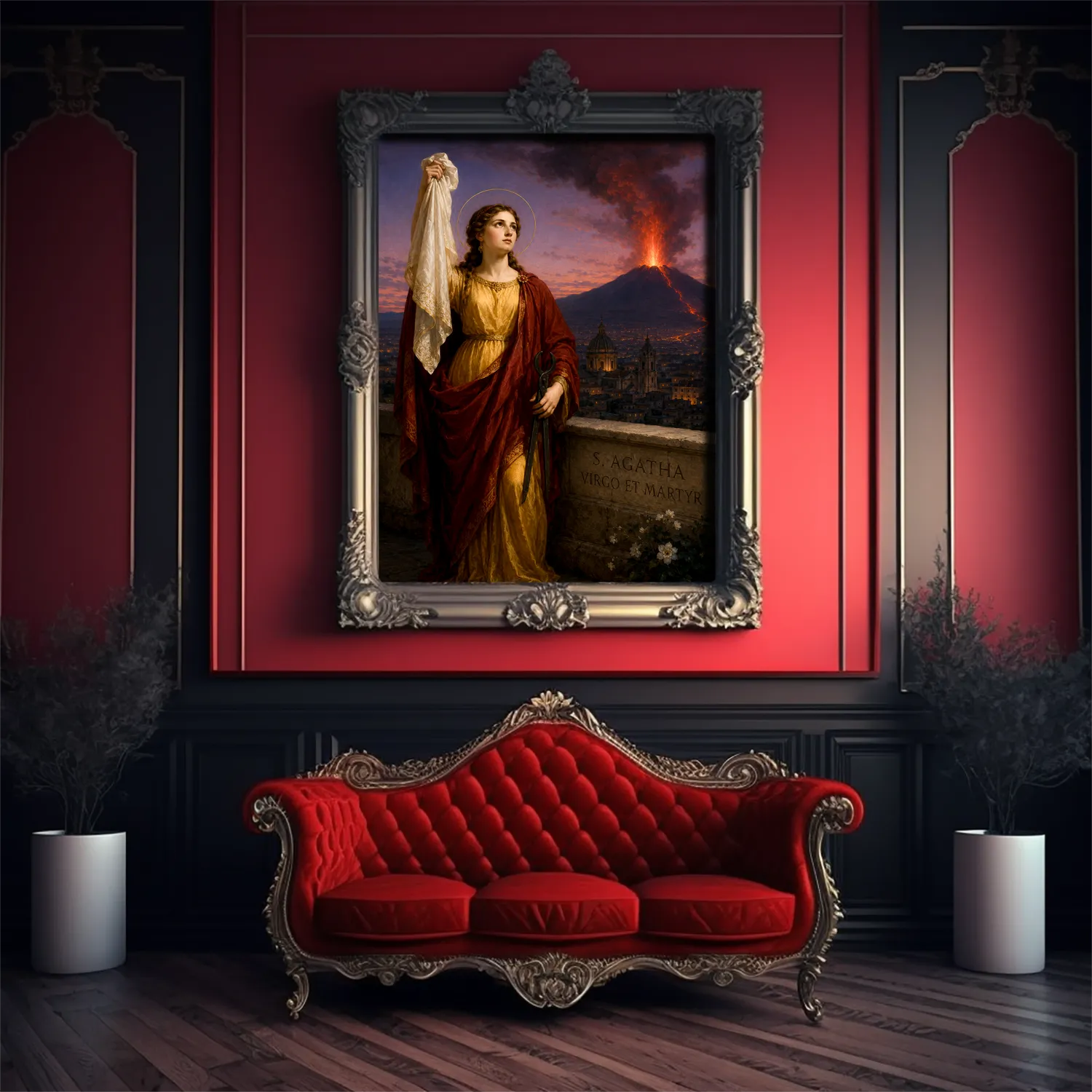 Saint Agatha of Sicily canvas (in a Victorian interior)